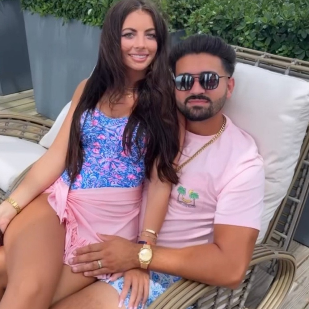 Pink and Blue Floral Swimsuit